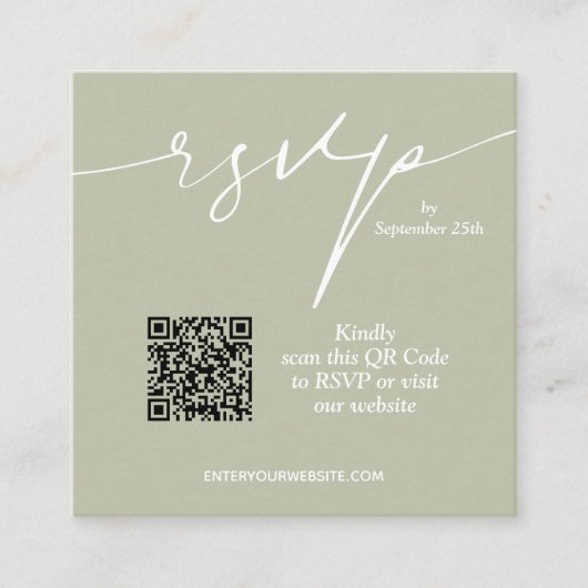 Einfaches Hochzeitsszenario mit grünem QR-Code Begleitkarte (Vorderseite)