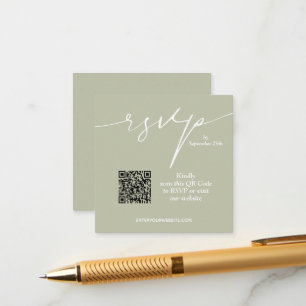 Einfaches Hochzeitsszenario mit grünem QR-Code Begleitkarte
