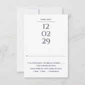 Einfaches Hochzeitstag für Navy Blue RSVP Karte (Vorderseite)