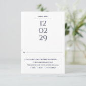 Einfaches Hochzeitstag für Navy Blue RSVP Karte (Stehend Vorderseite)