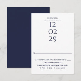 Einfaches Hochzeitstag für Navy Blue RSVP Karte