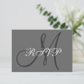 Einfaches Hochzeitstil RSVP Grau Karte (Stehend Vorderseite)