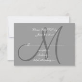 Einfaches Hochzeitstil RSVP Grau Karte (Rückseite)