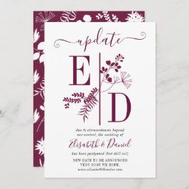 Einfaches Hochzeitsupdate für Burgundy-Initials Einladung