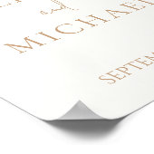 Einfaches Hochzeitszeichen von Elfenbein und Tan M Poster (Ecke)