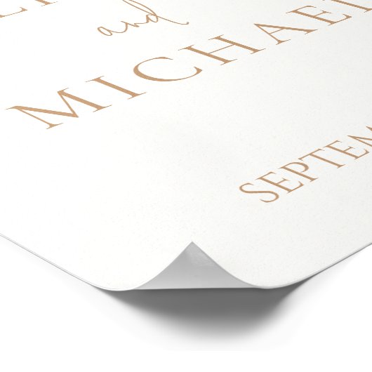 Einfaches Hochzeitszeichen von Elfenbein und Tan M Poster (Ecke)