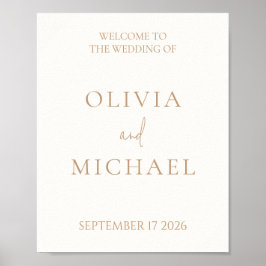 Einfaches Hochzeitszeichen von Elfenbein und Tan M Poster