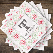 Einfaches Holiday Snowflake Muster Monogram Initia Serviette