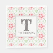 Einfaches Holiday Snowflake Muster Monogram Initia Serviette (Vorderseite)