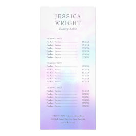 Einfaches Holographic Salon Service Menu Werbekarte