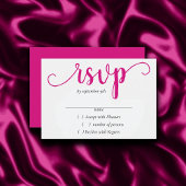 Einfaches Hot Pink-Skript | Magenta-Blüh RSVP Karte