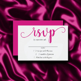 Einfaches Hot Pink-Skript | Magenta-Blüh RSVP Karte
