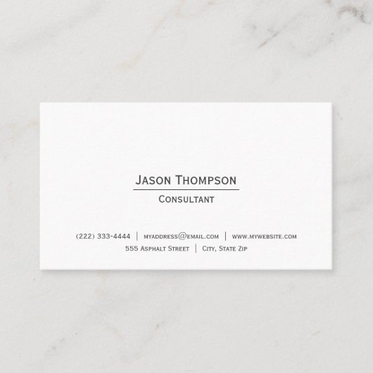 Einfaches hübsches berufliches Schwarzweiss Visitenkarte (Vorderseite)