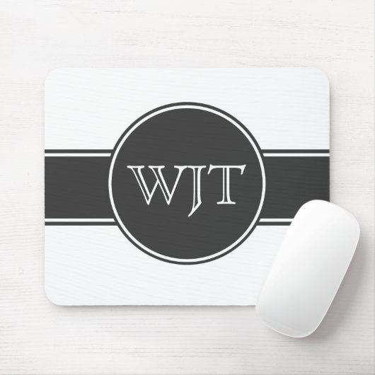 Einfaches hübsches Monogramm Schwarzweiss Mousepad (Mit Mouse)