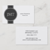 Einfaches hübsches Monogramm Schwarzweiss Visitenkarte (Vorne/Hinten)