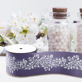 Einfaches Hübsches Wirbles Blumenmuster Lila Weiß  Ripsband