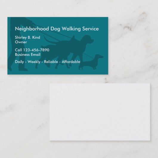 Einfaches Hundegehen Visitenkarte (Vorne/Hinten)