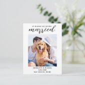 Einfaches HundeWedding-Foto Save the Date Ankündigungspostkarte (Stehend Vorderseite)