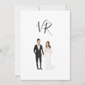 Einfaches Illustriertes Couple Black Anzug Save The Date (Vorderseite)