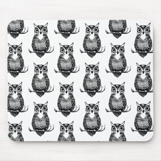 Einfaches Illustriertes Owl-Muster Mousepad (Vorne)