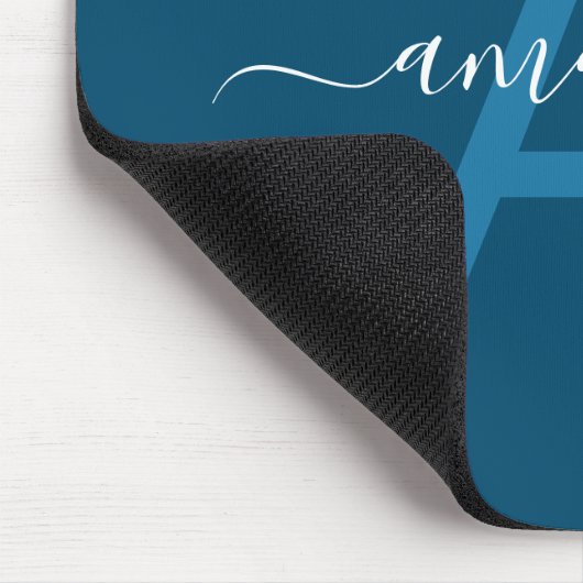 Einfaches Individuelle Name und Mit Monogramm Blau Mousepad (Ecke)