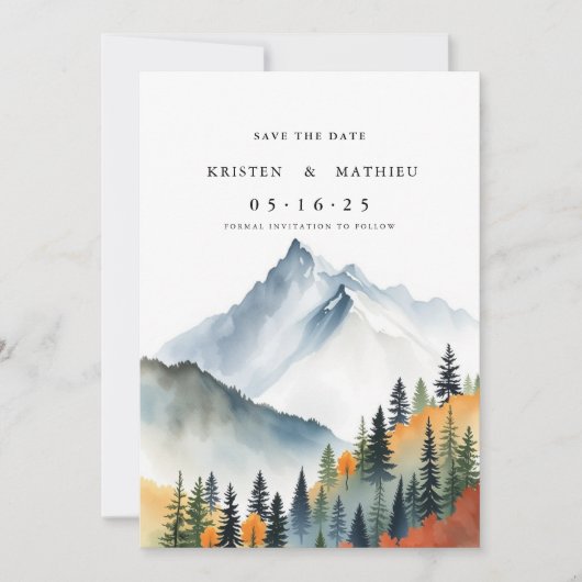 Einfaches, individuelles Gebirge Save The Date (Vorderseite)