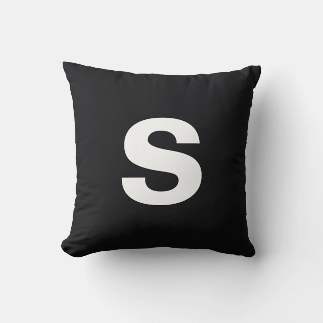 Einfaches Initial Jet Black Throw Kissen (Vorderseite)