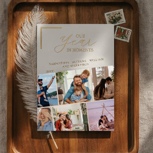 Einfaches Jahr in Momenten Familienfoto Weihnachte Folien Feiertagskarte
