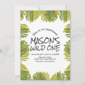 Einfaches Jungle Greenery Hand Drawn Zoo Party Einladung (Vorderseite)