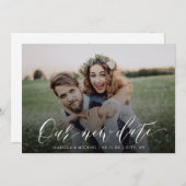 Einfaches Kalligrafie-Foto ändert das Datum Zurück Einladung (Vorne/Hinten)