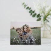 Einfaches Kalligrafie-Foto ändert das Datum Zurück Postkarte (Stehend Vorderseite)