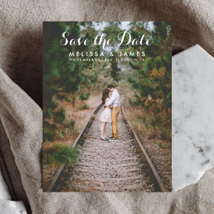 Einfaches kalligrafisches Foto Hochzeit speichert Ankündigungspostkarte