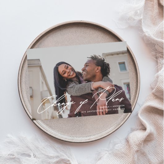 Einfaches kalligrafisches Foto Hochzeitwechsel Ankündigung