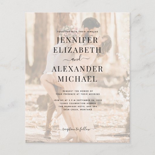 Einfaches kalligrafisches Foto in einer Hochzeit (Vorderseite)