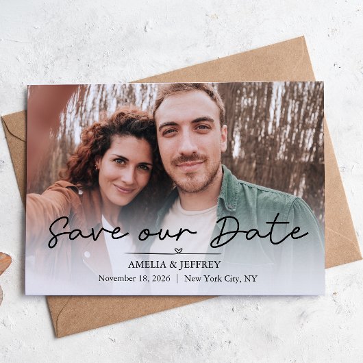 Einfaches kalligrafisches Foto Save The Date