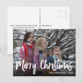 Einfaches kalligrafisches Foto Weihnachten Postkarte (Vorne/Hinten)