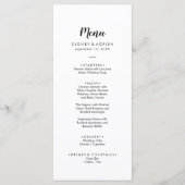 Einfaches kalligrafisches Hochzeitessen Menükarte (Vorderseite)