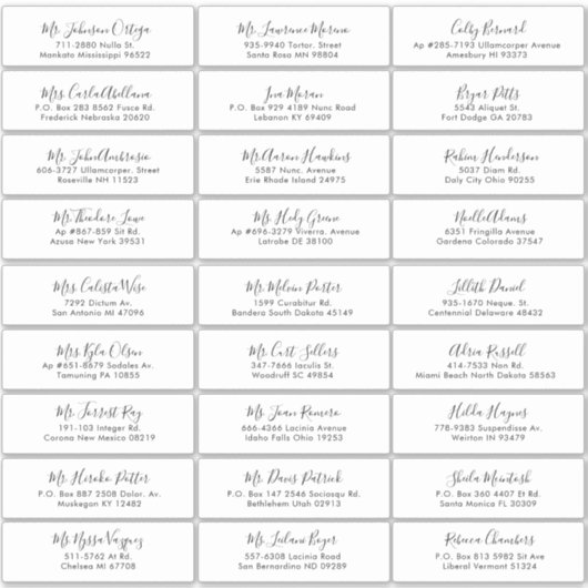 Einfaches kalligrafisches Hochzeitsgast-Label Aufkleber (Vorderseite)