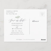 Einfaches kalligraphisches Foto Save the Date Postkarte (Rückseite)