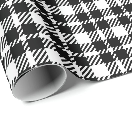 Einfaches kariertes Gingham-Muster in Schwarzweiß Geschenkpapier (Rolleneckpunkt)