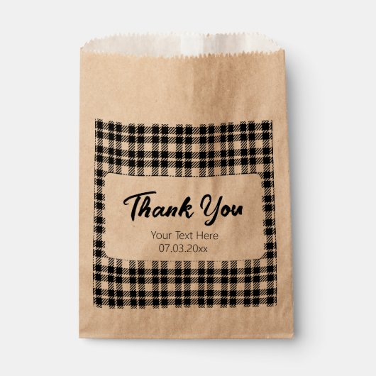 Einfaches kariertes Gingham-Muster in Schwarzweiß Geschenktütchen (Vorderseite)
