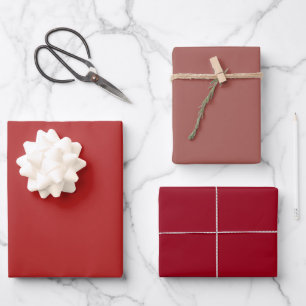 Einfaches Karmin-Rotwood-Ziegelrot-Schattierungen Geschenkpapier Set