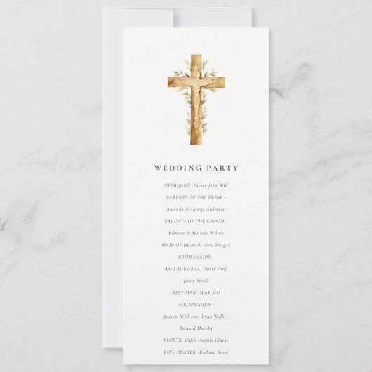 Einfaches katholisches Hochzeitsprogramm für Wasse Einladung (Rückseite)