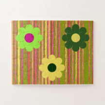 Einfaches Kinderpuzzle Streifen Blumen