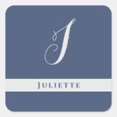 EINFACHES KLASSIKES MONOGRAMM, ANFANG SILVER WEISS QUADRATISCHER AUFKLEBER (Vorderseite)