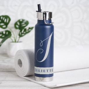 EINFACHES KLASSIKES MONOGRAMM, ANFANG SILVER WEISS TRINKFLASCHE