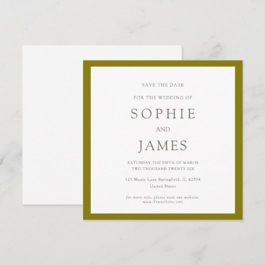Einfaches klassisches chic Farbe Save-the-Date  Ho (Vorne/Hinten)