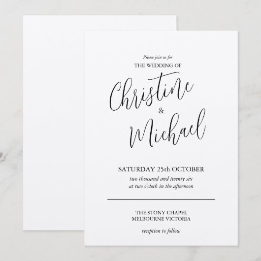 Einfaches klassisches Design Einladung (Vorne/Hinten)