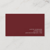 Einfaches klassisches Elegant | Name auf Burgund Visitenkarte (Rückseite)