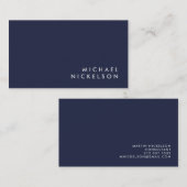 Einfaches klassisches Elegant | Name des dunkelbla Visitenkarte (Vorne/Hinten)
